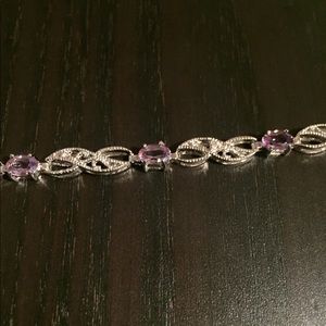 Silver and amethyst bracelet